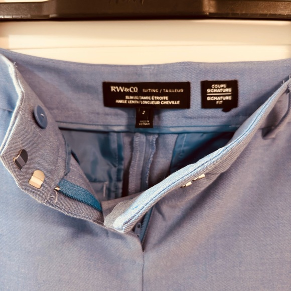 Ladies powder blue dress pant. R&W. straight leg, front pockets. - Picture 2 of 3